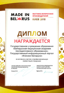 Диплом за активное участие и профессиональную презентацию продукции